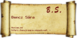 Bencz Sára névjegykártya