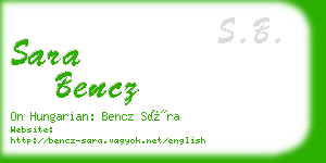 sara bencz business card